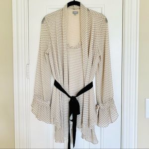 HOSS INTROPIA (ANTHROPOLOGIE) Cream w/ black polka dots Chiffon 2-Layer Blouse